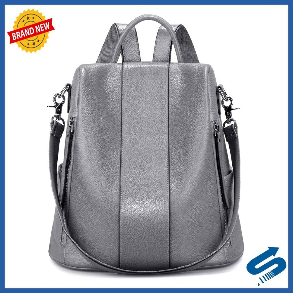 Leather Backpack Purse Antitheft Medium Rucksack … - image 1